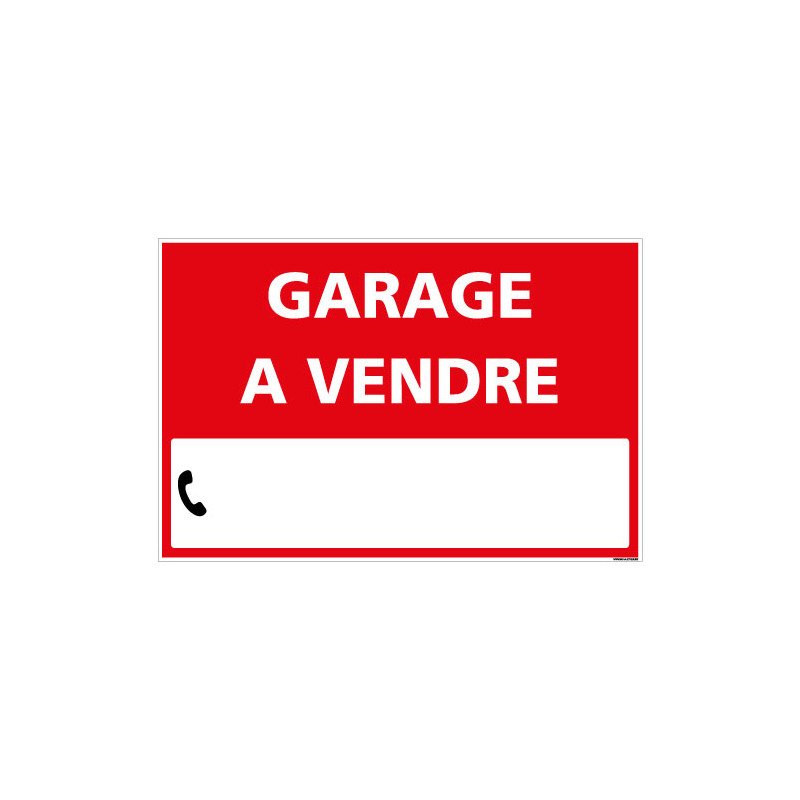 PANNEAU IMMOBILIER GARAGE A VENDRE AKYLUX 3,5mm - 600x400mm - LIVRE AVEC UNE PLANCHE DE CHIFFRES (G1335)