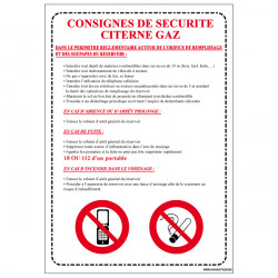 Panneau CONSIGNES DE SECURITE CITERNE GAZ (A0532)