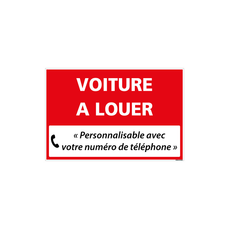 PANNEAU IMMOBILIER VOITURE A LOUER A PERSONNALISER AKYLUX 3,5mm - 600x400mm (G1336_PERSO)