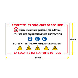 Pancarte Chantier Respectez les consignes de sécurité