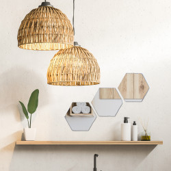 LOT DE 3 MIROIRS AUTOCOLLANTS HEXAGONE 18x20cm (PLEXI_MIROIR_011)
