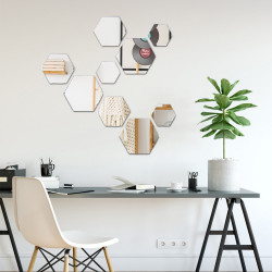 LOT DE 3 MIROIRS AUTOCOLLANTS HEXAGONE 18x20cm (PLEXI_MIROIR_011)
