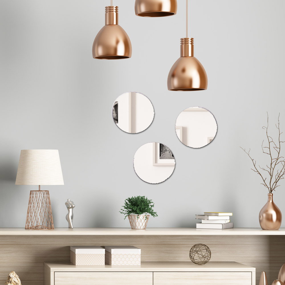 LOT DE 3 MIROIRS AUTOCOLLANTS ROND 19x19cm (PLEXI_MIROIR_008)