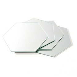 LOT DE 4 MIROIRS AUTOCOLLANTS HEXAGONE 13,5x15cm (PLEXI_MIROIR_012)