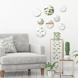 LOT DE 4 MIROIRS AUTOCOLLANTS ROND 14x14cm (PLEXI_MIROIR_009)