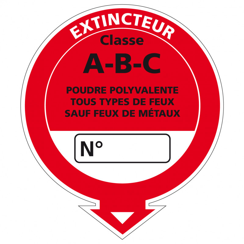 Adhesif Extincteur Classe A-B-C (A0538)