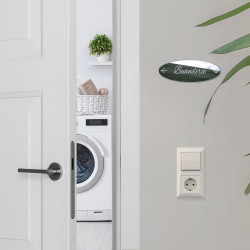 Plaque Buanderie Adhésive. Plaque de Porte Buanderie. Plaque miroir à Coller. Plexi Miroir. Plaque de Porte Maison Style Shabby