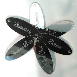 Plaque Buanderie Adhésive. Plaque de Porte Buanderie. Plaque miroir à Coller. Plexi Miroir. Plaque de Porte Maison Style Shabby