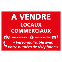 PANNEAU IMMOBILIER LOCAUX COMMERCIAUX A VENDRE A PERSONNALISER AKYLUX 3,5mm - 600x400mm (G1345_PERSO)