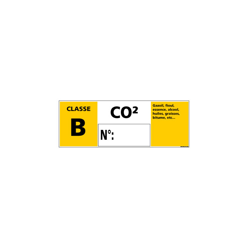 Panneau Signalisation Incendie CLASSE B - C02 (A0540) Panneau Signalisation Incendie CLASSE B - C02 (A0540)