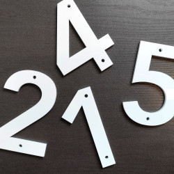 NUMERO DE MAISON DROIT EN PLEXI BLANC BRILLANT