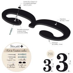 NUMERO DE MAISON ELEGANT EN PLEXI NOIR BRILLANT