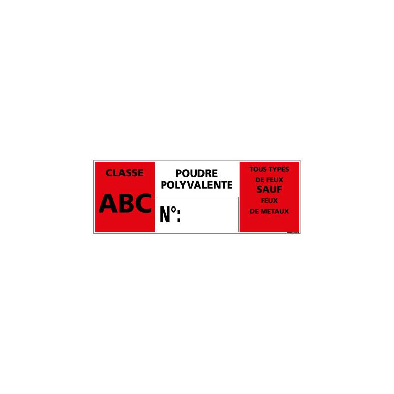 Panneau Signalisation Incendie "CLASSE ABC - POUDRE POLYVALENTE (A0544)