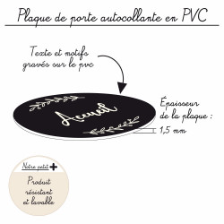 Plaque de Porte Autocollante PVC Gravé Noir Blanc Ronde. Décoration de Porte toilettes, buanderie, chambre?