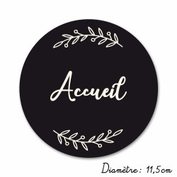 Plaque de Porte Autocollante PVC Gravé Noir Blanc Ronde. Décoration de Porte toilettes, buanderie, chambre?