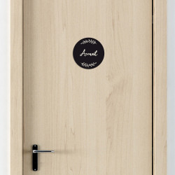 Plaque de Porte Autocollante PVC Gravé Noir Blanc Ronde. Décoration de Porte toilettes, buanderie, chambre?