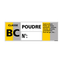 Panneau Signalisation Incendie CLASSE BC - POUDRE (A0546)