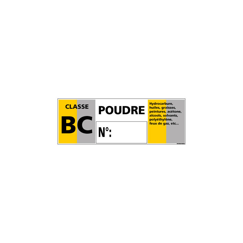 Panneau Signalisation Incendie CLASSE BC - POUDRE (A0546)