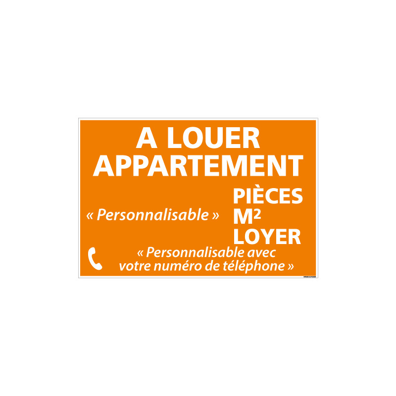 PANNEAU IMMOBILIER APPARTEMENT A LOUER PERSONNALISABLE AKYLUX 3,5mm - 600x400mm (G1356_PERSO)