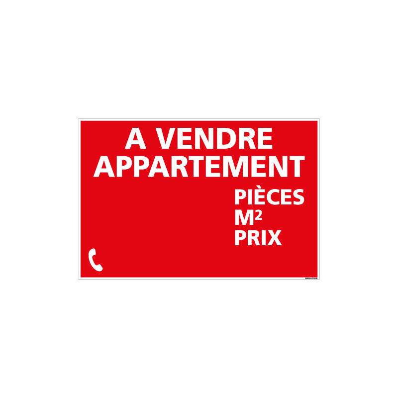 PANNEAU APPARTEMENT A VENDRE (AVEC INFOS) AKYLUX 3,5mm - 600x400mm - LIVRE AVEC UNE PLANCHE DE CHIFFRES (G1357)