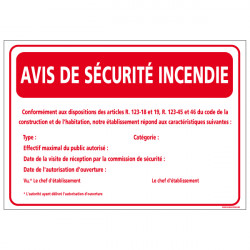 Avis de securite incendie (A0548)