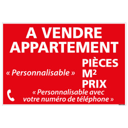 PANNEAU IMMOBILIER APPARTEMENT A VENDRE PERSONNALISABLE AKYLUX 3,5mm - 600x400mm (G1357_PERSO)