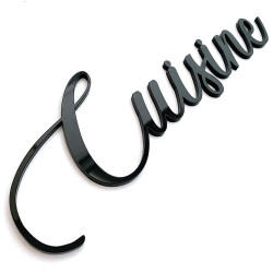Mot Décoratif Cuisine, Dressing, Welcome, Home? Décoration Murale Lettrage Relief. Mot Géant 3D Plexi Noir 27, 57ou 80 cm