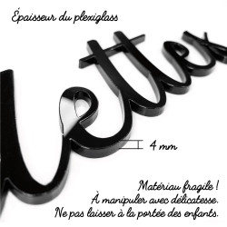 Mot Décoratif Cuisine, Dressing, Welcome, Home? Décoration Murale Lettrage Relief. Mot Géant 3D Plexi Noir 27, 57ou 80 cm