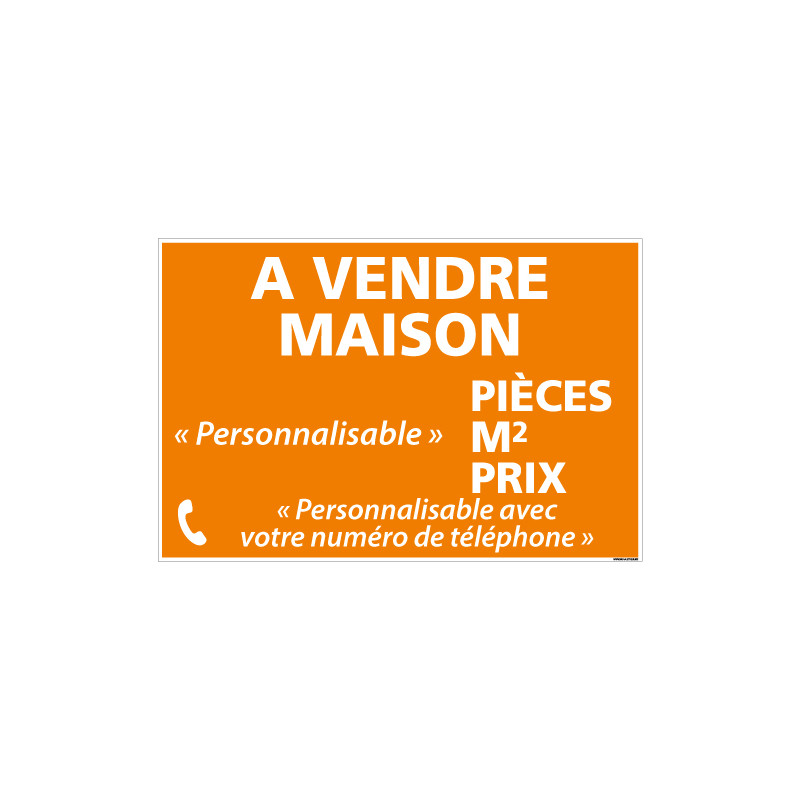 PANNEAU IMMOBILIER MAISON A VENDRE PERSONNALISABLE AKYLUX 3,5mm - 600x400mm (G1359_PERSO)