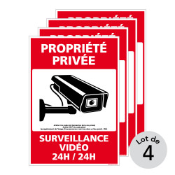 Pancarte propriété privé surveillance vidéo 24h/24h