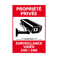 Panneau propriété privé surveillance vidéo 24h/24h