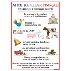 PANNEAU ATTENTION VILLAGE FRANCAIS (G1428)