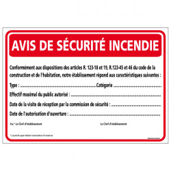 Avis de securite incendie (A0556)