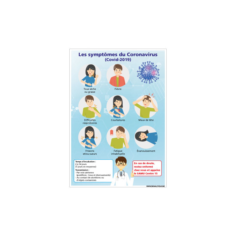 PANNEAU LES SYMPTOMES DU CORONAVIRUS (G1518)