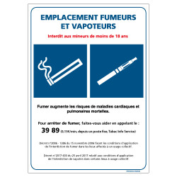 Panneau EMPLACEMENT FUMEURS ET VAPOTEURS (N0181)