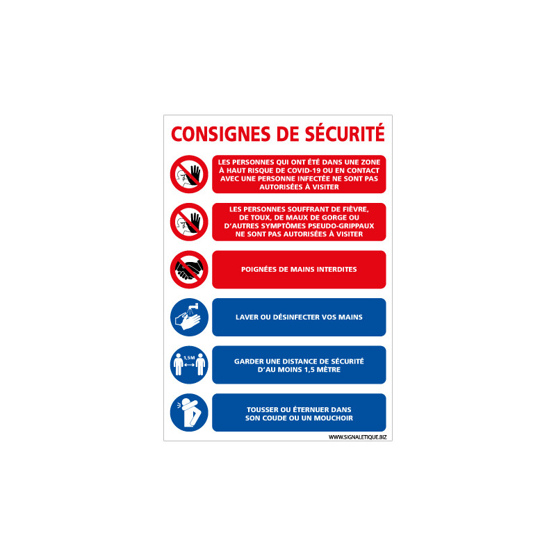 PANNEAU CONSIGNES DE SECURITE - COVID-19 - CORONAVIRUS (E0714)