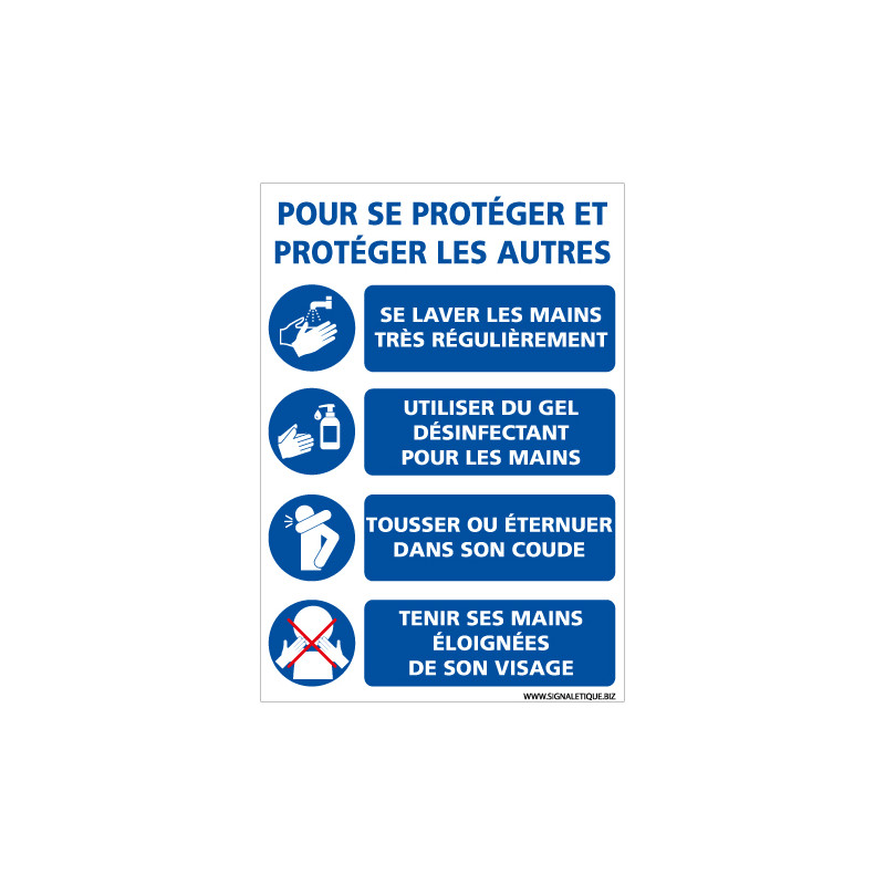 PANNEAU CRISE SANITAIRE CORONAVIRUS - GESTES BARRIERE POUR VOUS PROTEGER ET PROTEGER LES AUTRES (E0717)