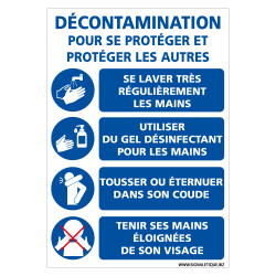 PANNEAU DECONTAMINATION EN TEMPS DE COVID-19 - LES GESTES BARRIERES POUR VOUS PROTEGER ET PROTEGER LES AUTRES (E0718)