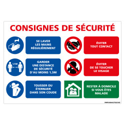 PANNEAU PREVENTIF CORONAVIRUS - CONSIGNES SECURITE PENDANT L'EPIDEMIE (E0723)