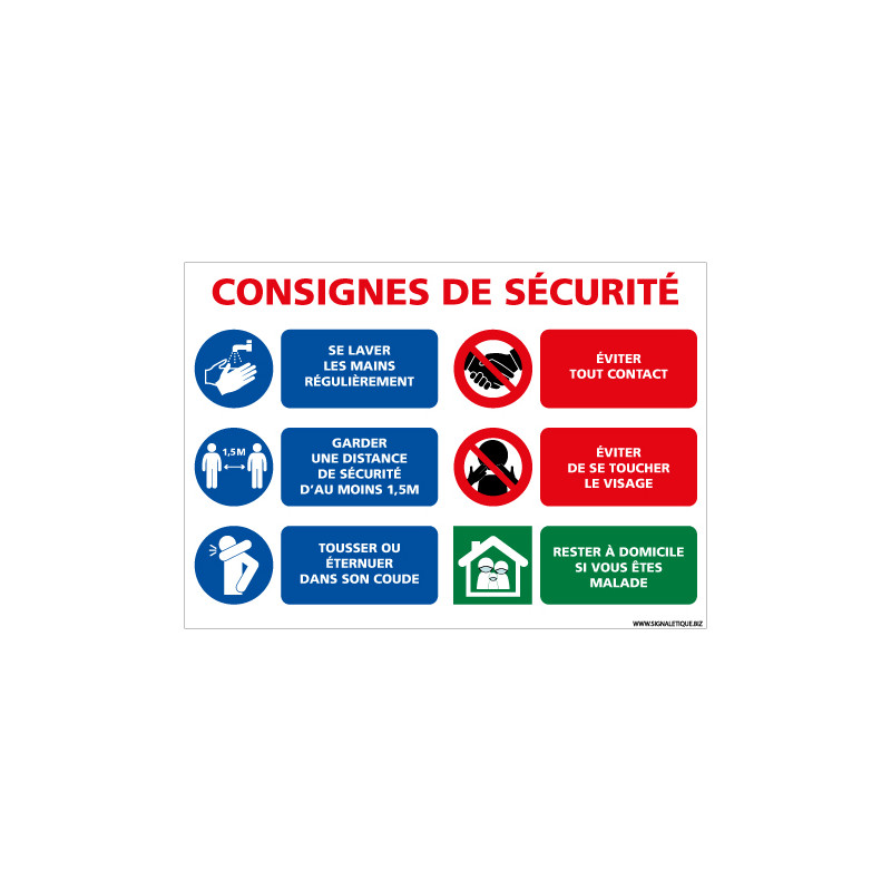 PANNEAU PREVENTIF CORONAVIRUS - CONSIGNES SECURITE PENDANT L'EPIDEMIE (E0723)