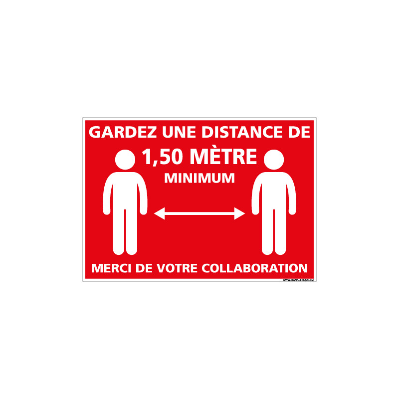 PANNEAU COVID19 - DISTANCE DE SECURITE DE 1M50 MINIMUM A RESPECTER POUR VOTRE SECURITE (E0730)