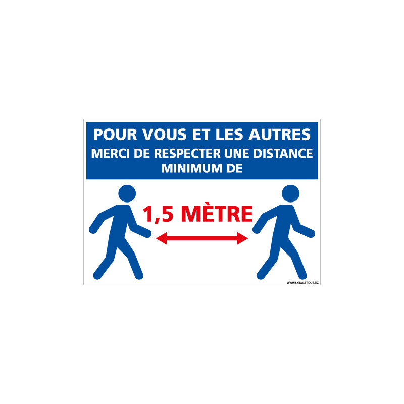 PANNEAU SIGNALISATION COVID ENTREPRISE - MAGASIN POUR VOUS ET POUR LES AUTRES MERCI DE RESPECTER UNE DISTANCE DE 1M50 MINIMUM - 