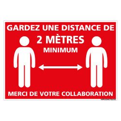 PANNEAU COVID19 - DISTANCE DE SECURITE DE 2M MINIMUM A RESPECTER POUR VOTRE SECURITE (E0744)