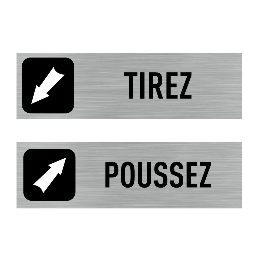 Lot de 2 plaques de porte Poussez/Tirez - 2 stickers ou 2 plaques alu  adhésives