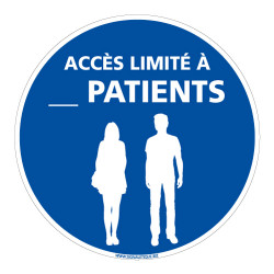 PANNEAU DE SIGNALISATION COVID-19 - ACCES LIMITE AUX PATIENTS - NOMBRE PERSONNALISABLE (E0748-PERSO)