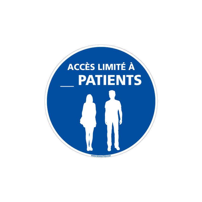 PANNEAU DE SIGNALISATION COVID-19 - ACCES LIMITE AUX PATIENTS - NOMBRE PERSONNALISABLE (E0748-PERSO)