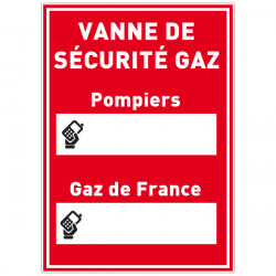 Panneau VANNE DE SECURITE GAZ (A0579)