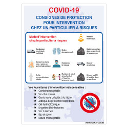 PANNEAU PREVENTIF CORONAVIRUS SUR LES CONSIGNES A RESPECTER LORSQUE L'ON EST EN CONTACT AVEC UN PARTICULIER A RISQUES COVID-19 (