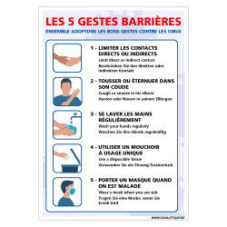 PANNEAU DE PREVENTION CORONAVIRUS - LES GESTES BARRIERES A ADOPTER POUR LUTTER CONTRE LE VIRUS COVID-19 (G1559)