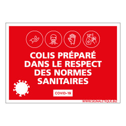 PANNEAU COLIS PREPARE DANS LE RESPECT DES NORMES SANITAIRE EN CETTE PERIODE DE COVID-19 (G1560)